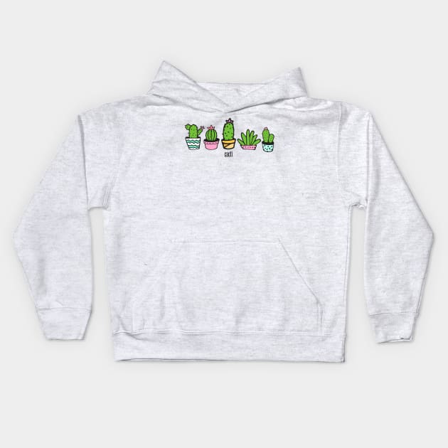 Cacti Grouping Kids Hoodie by She Gets Creative